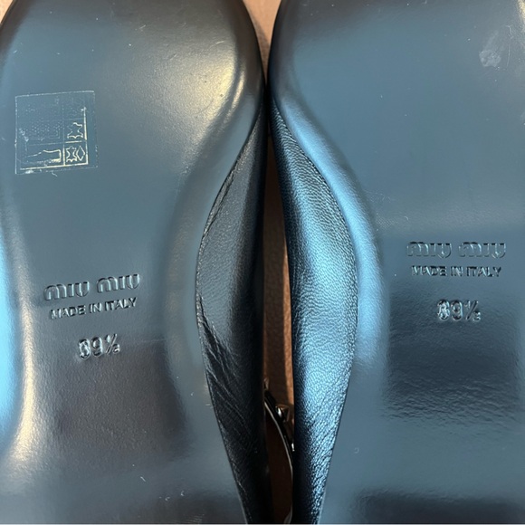Beautiful Black Italian Leather Miu Miu Ballet Flats - Picture 6 of 9